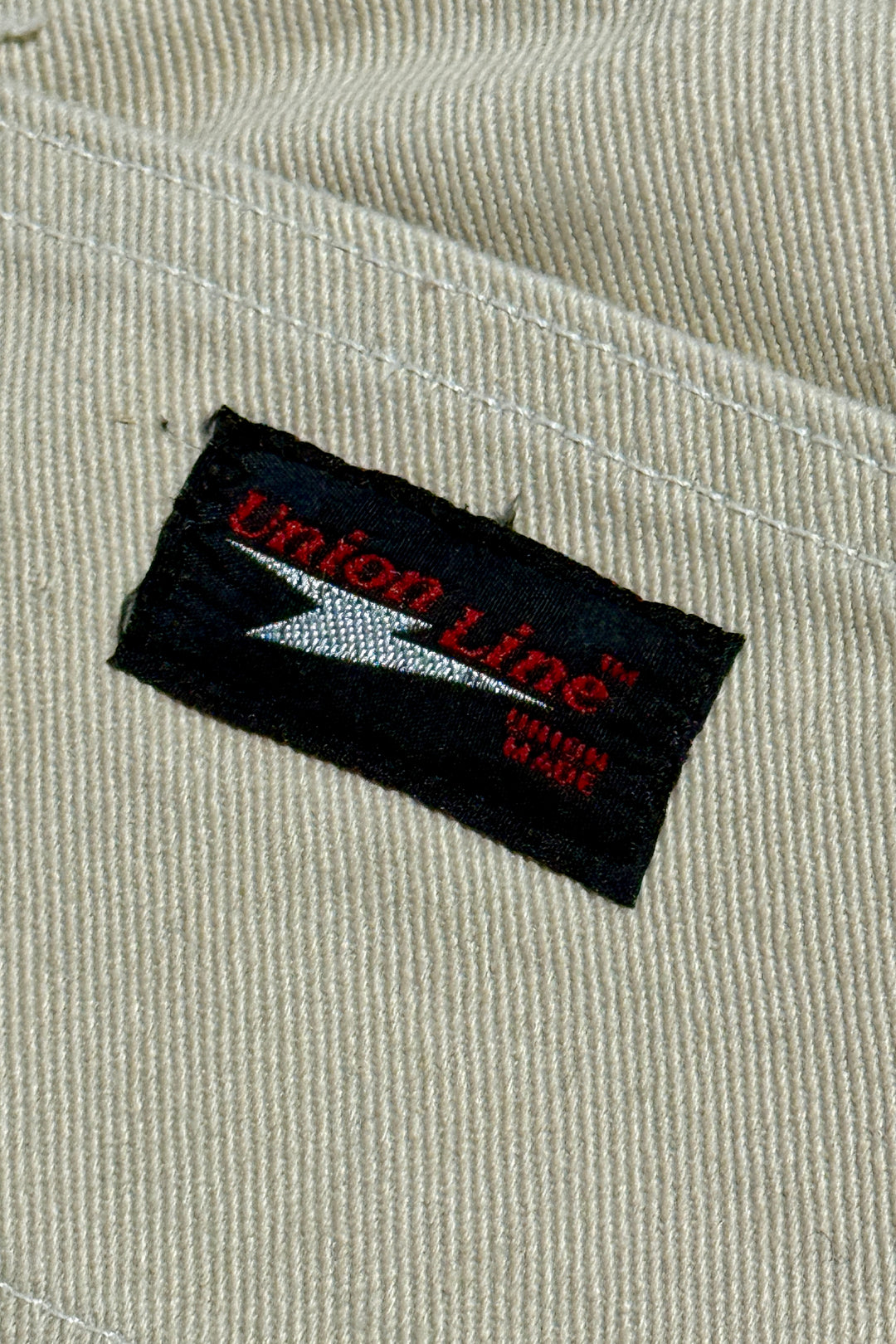1990’S UNION LINE MADE IN USA KHAKI CARPENTER WORKWEAR PANTS 34 X 34
