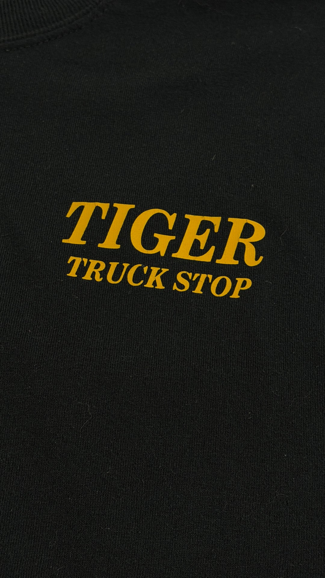 1990’S TIGER TRUCK STOP MADE IN USA FADED BLACK S/S T-SHIRT MEDIUM