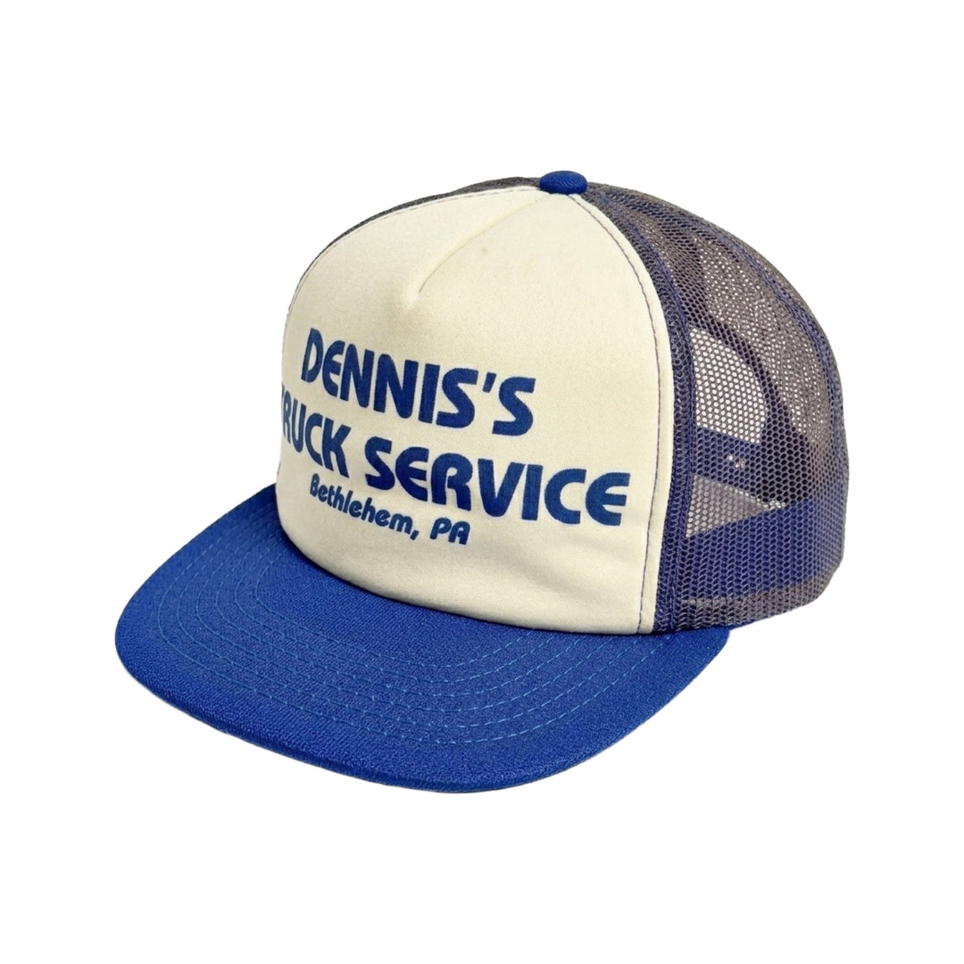 1970’S DENNIS’S TRUCK SERVICE WHITE FOAM & BLUE MESH TRUCKER HAT