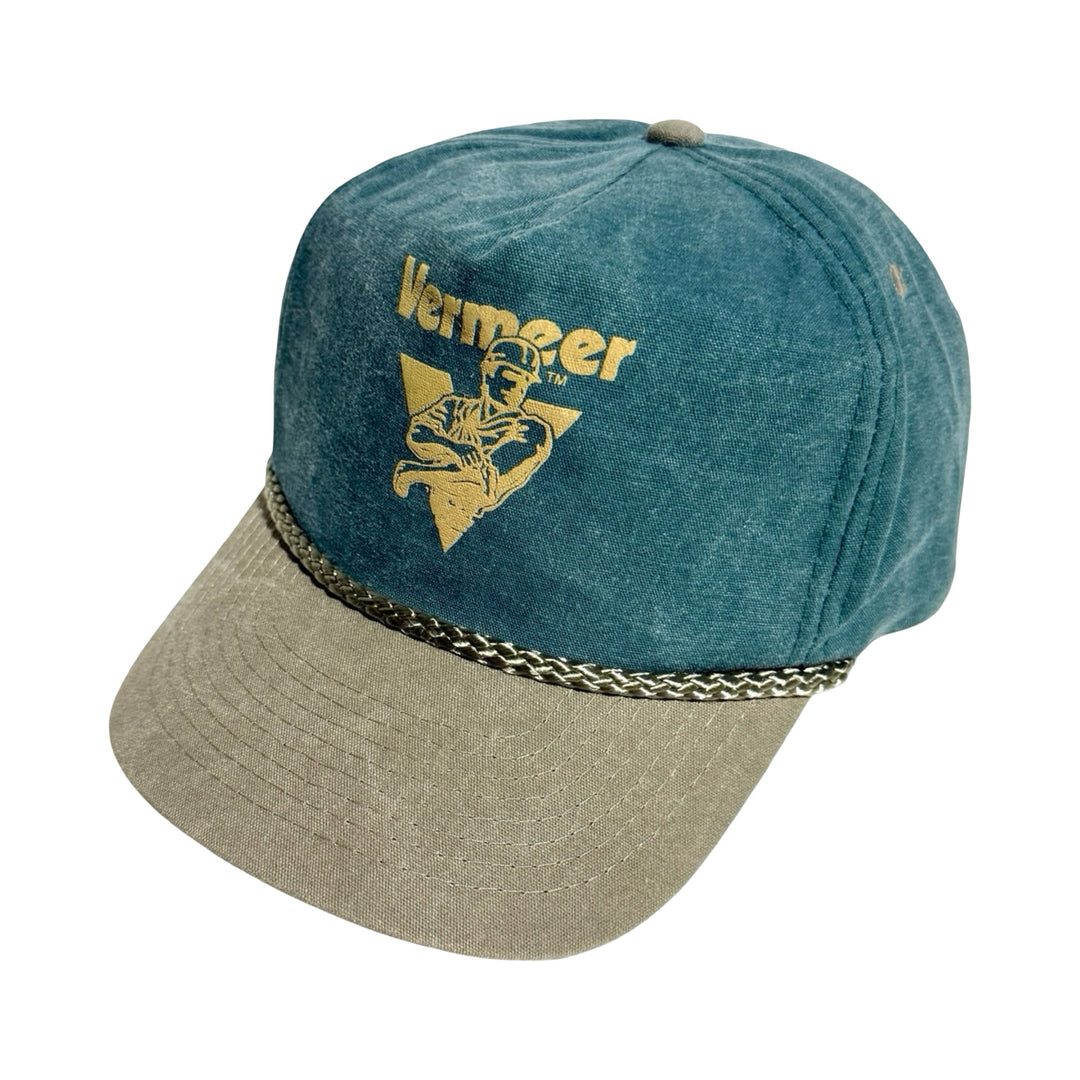 1990’S VERMEER INDUSTRIAL SUPPLY STONEWASH TWILL CONTRAST ROPE TRUCKER HAT