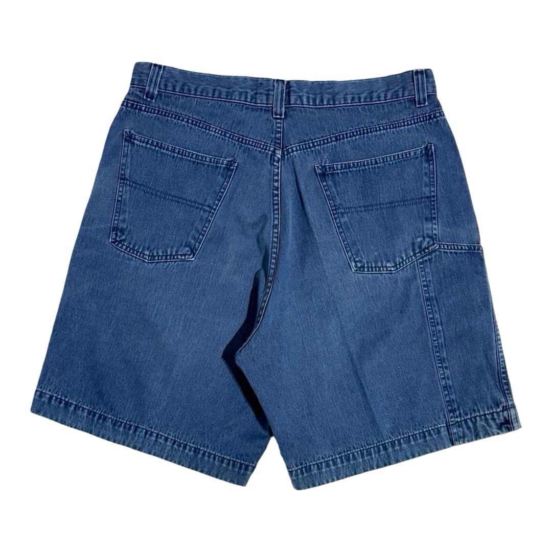 1990’S POLO RALPH LAUREN MADE IN USA FADED MEDIUM WASH DENIM 8.5” SHORTS 36