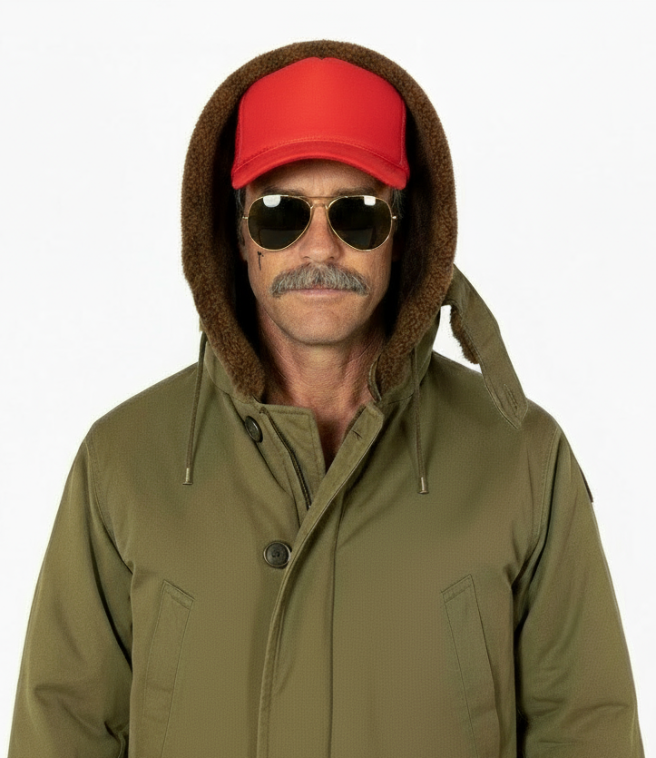 1940’S HERCULES MADE IN USA FADED & REPAIRED N-3B OLIVE DRAB SPLIT HOODED PARKA MEDIUM