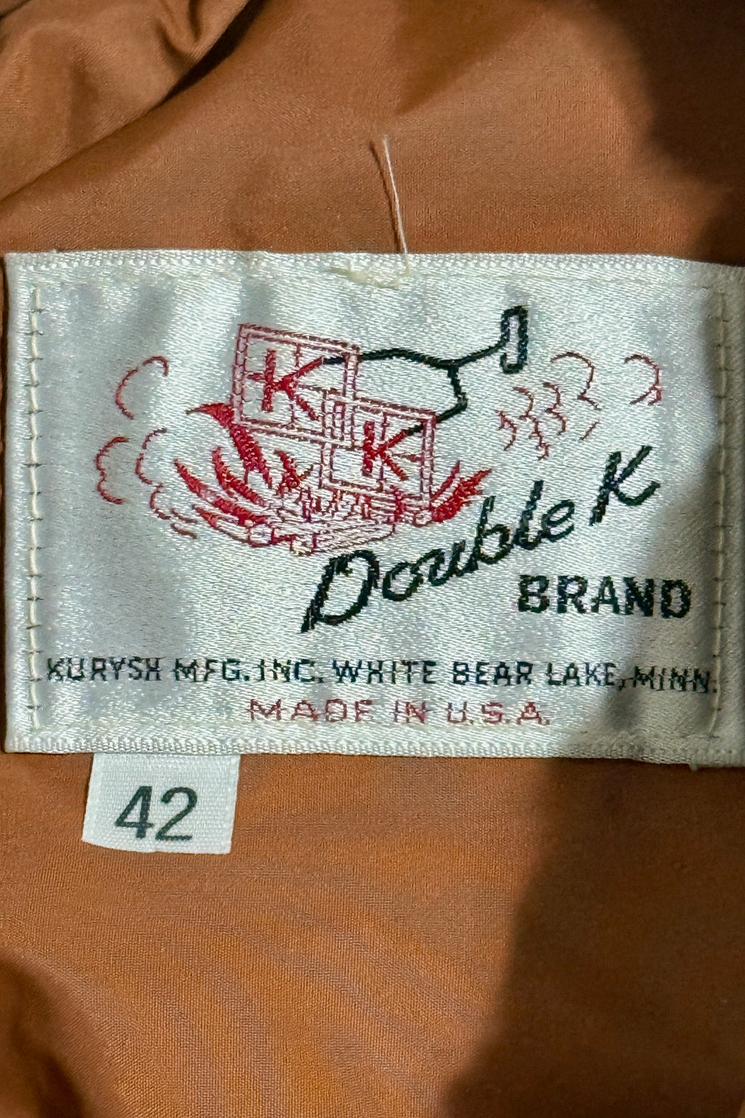 1970’S DOUBLE K BRAND MADE IN USA CROPPED CONTRAST YOKE SHERPA COLLAR WESTERN PUFFER JACKET LARGE