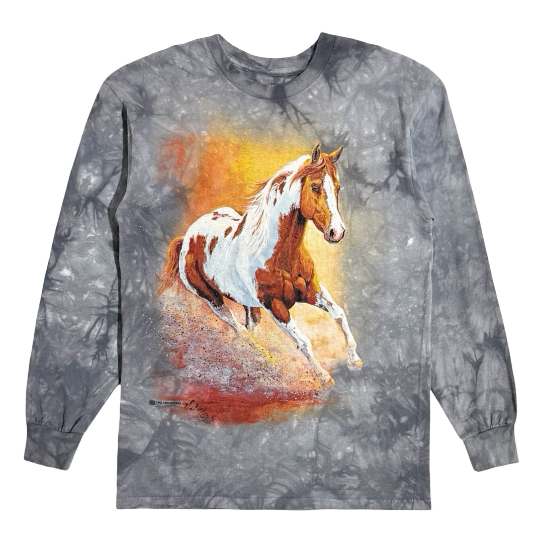 2000’S DEADSTOCK VALERIA YOST WILD HORSES ART TIE DYE PRINT L/S T-SHIRT MEDIUM