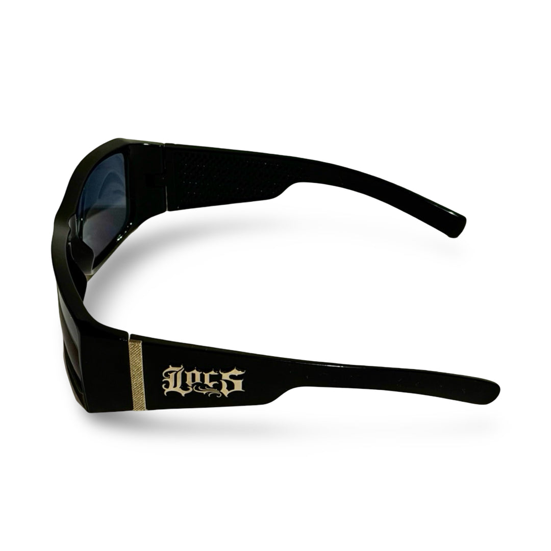 2000’S LOCS THICK BLACK ACETATE WRAPAROUND FRAME WITH BLACK LENSE SUNGLASSES