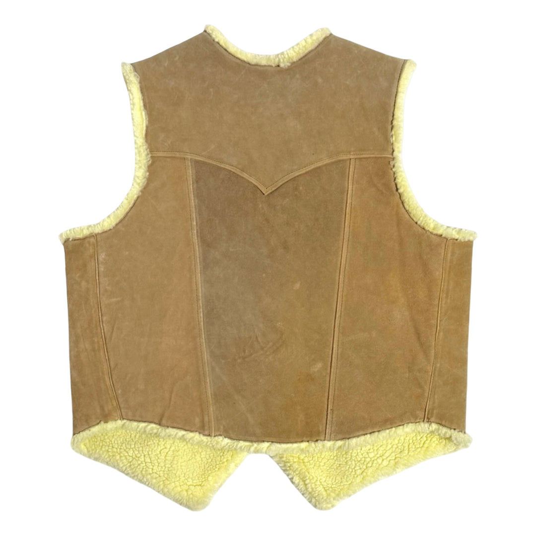 1970’S SHERPA LINED WESTERN SUEDE VEST LARGE