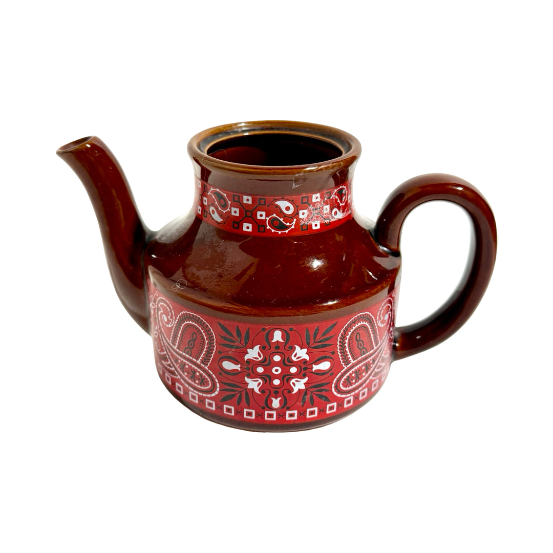 1950’S PAISLEY BANDANA PATTERN DECAL MADE IN JAPAN DECORATIVE CERAMIC KETTLE VASE