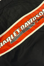 Load image into Gallery viewer, 1990’S HARLEY DAVIDSON MADE IN USA CROPPED ZIP RACING JACKET LARGE
