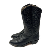 Load image into Gallery viewer, 1980’S TEXAS MADE IN USA EMBROIDERED BLACK COWBOY BOOTS 10.5
