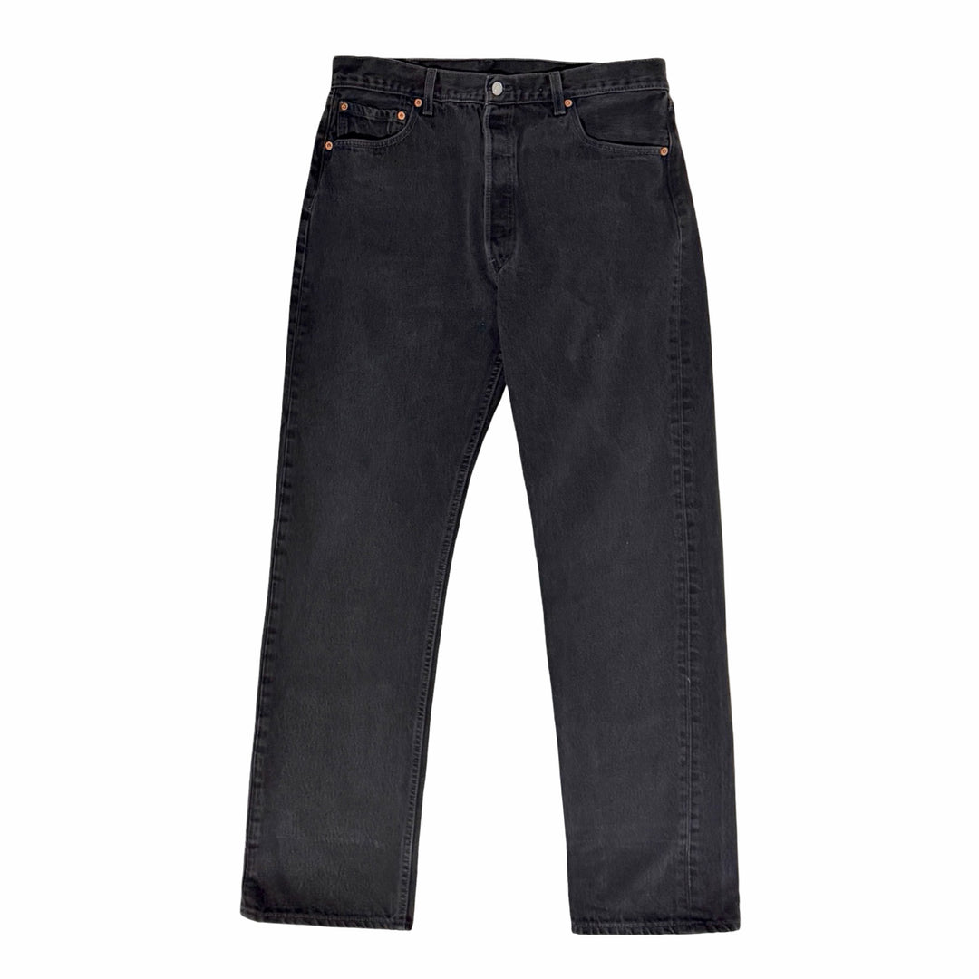 1990’S LEVI’S 501 FADED BLACK STRAIGHT LEG DENIM JEANS 34 X 32