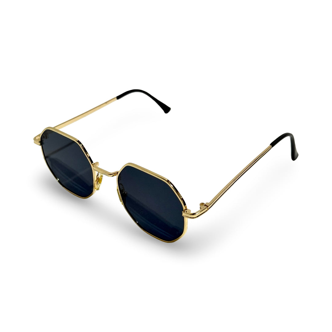1980’S GOLD FRAME OCTAGON BLACK LENS SUNGLASSES