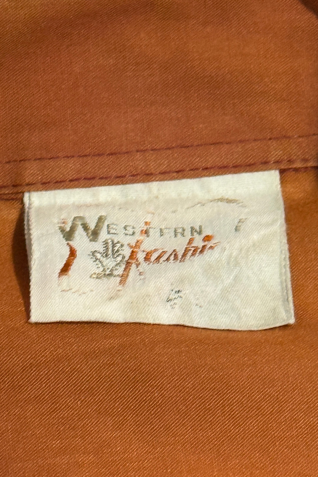 1970’S WESTERN FASHIONS MADE IN USA TEXAS ORANGE WESTERN PEARL SNAP L/S B.S. SHIRT MEDIUM