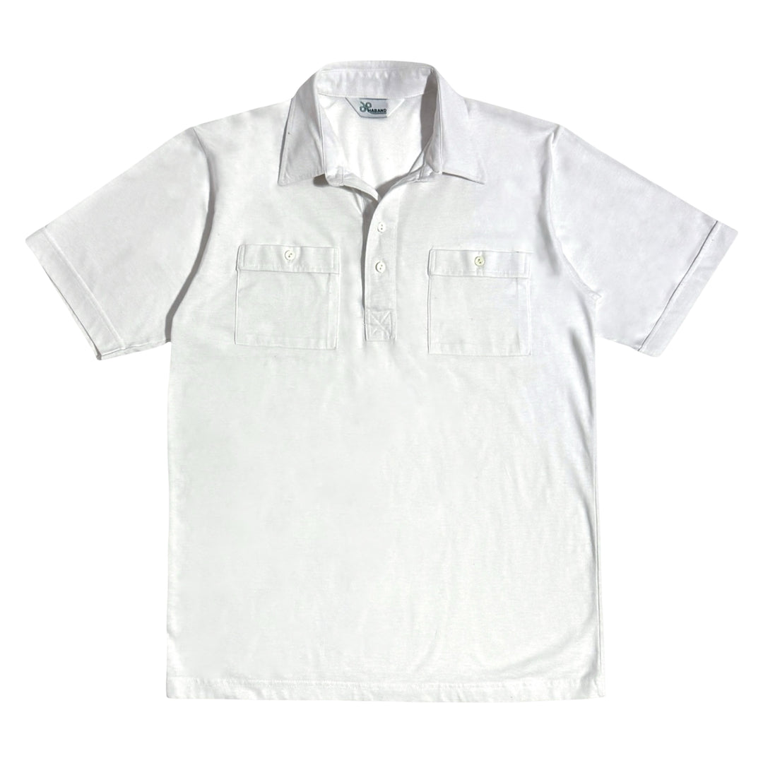 1980’S HABAND MADE IN USA WHITE TWO POCKET KNIT S/S POLO SHIRT MEDIUM