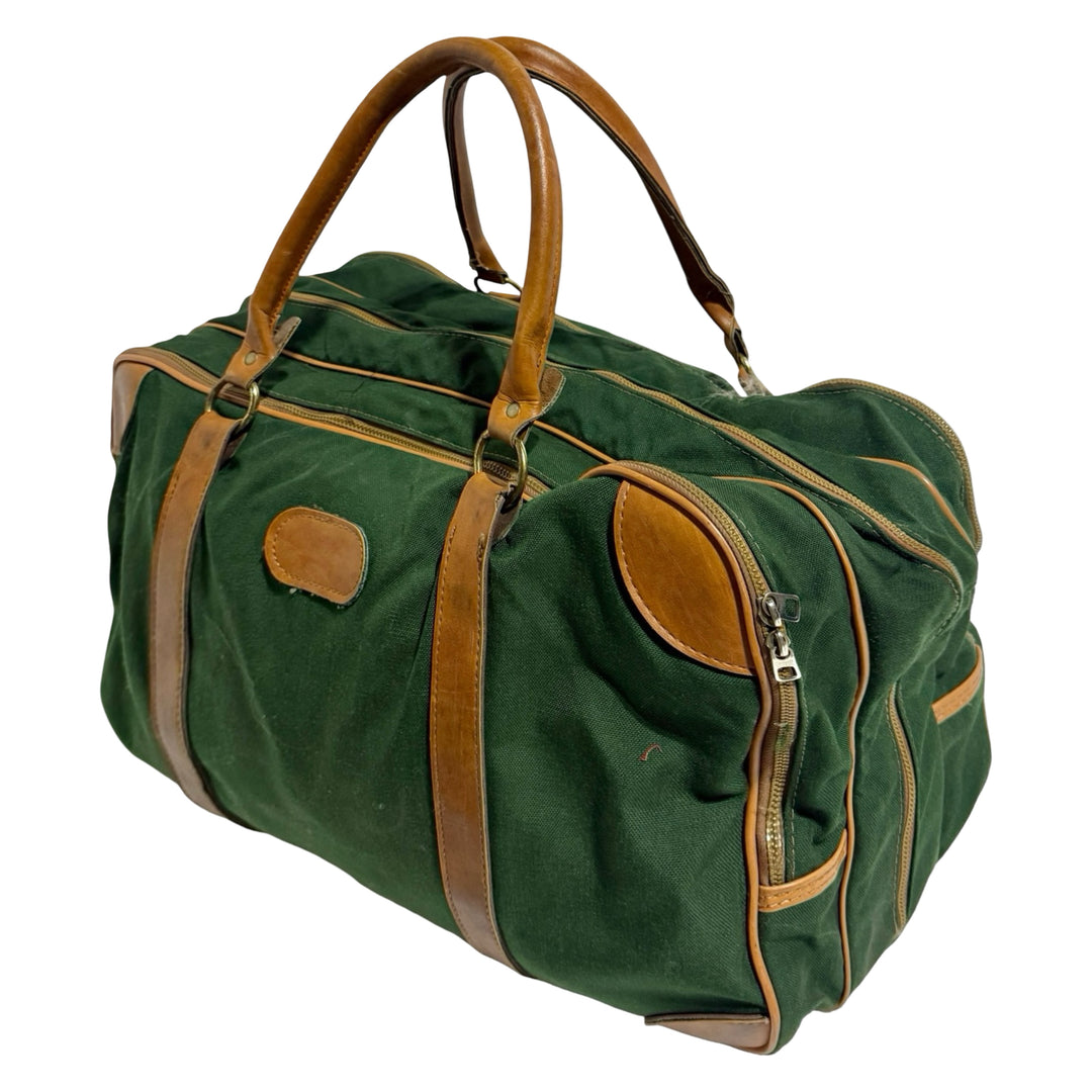 1970’S WINGS MADE IN USA THRASHED &amp; FADED GREEN CANVAS DUFFLE BAG
