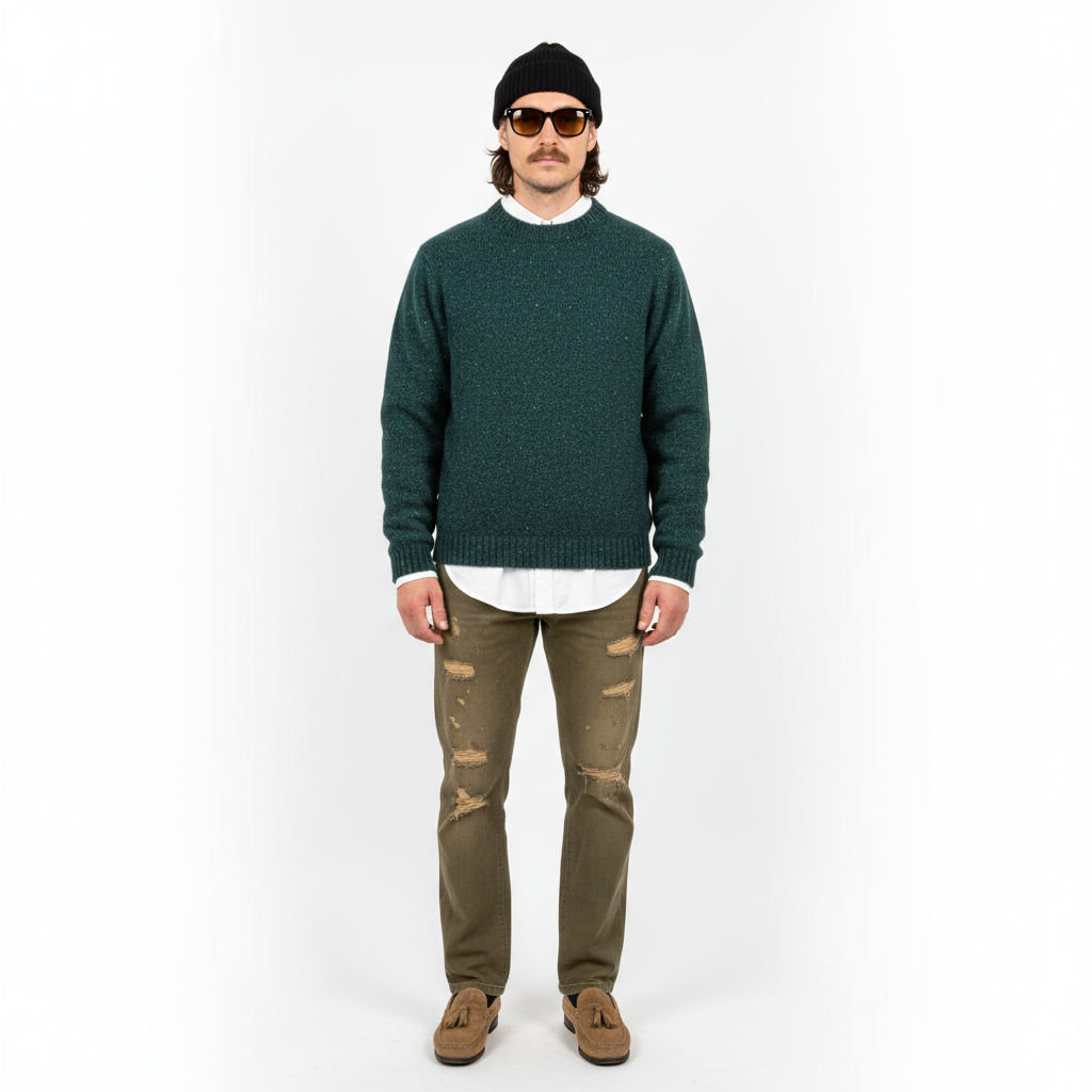 1970’S ISLE OF MULL KNITWEAR MADE IN SCOTLAND KNIT SCOTTISH WOOL CREWNECK SWEATER LARGE