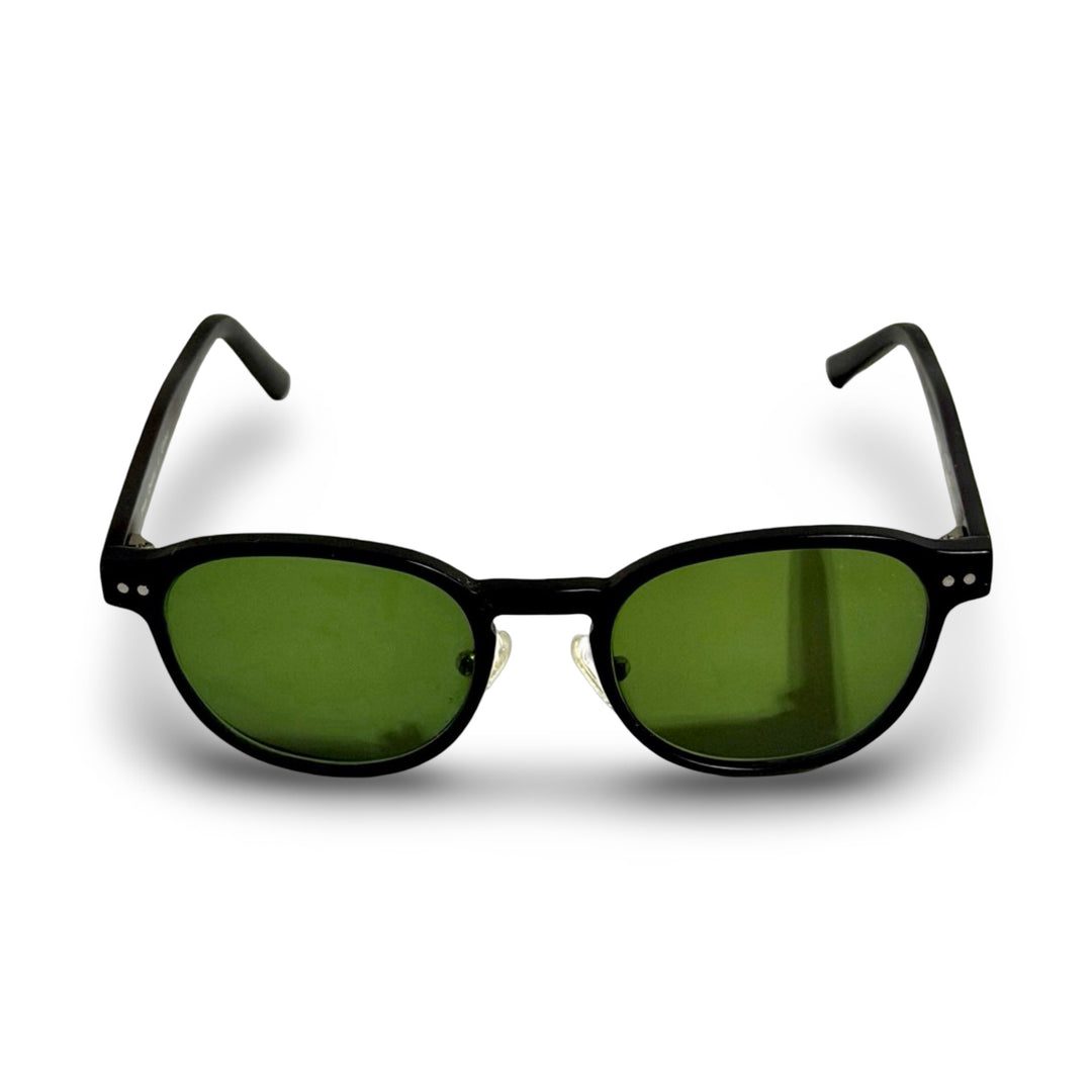 2000’S BLACK GREEN LENS ROUND SUNGLASSES