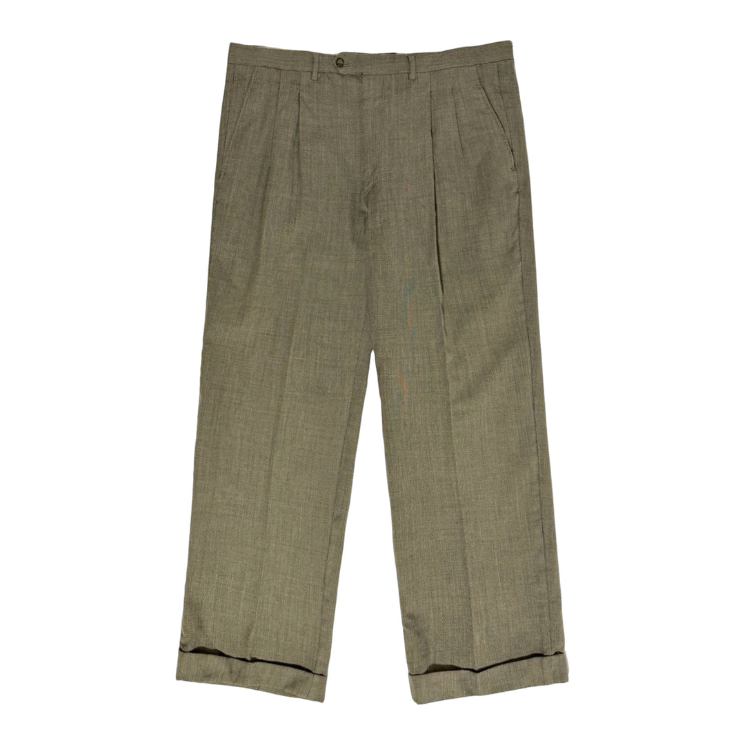 1980’S YVES SAINT LAURENT MADE IN USA WOOL GRAY HIGH WAISTED PLEATED TROUSER PANTS 36 X 28