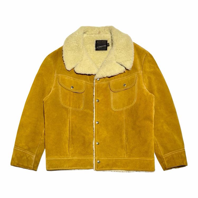 J.C. Penney suede shearling trucker jacket front