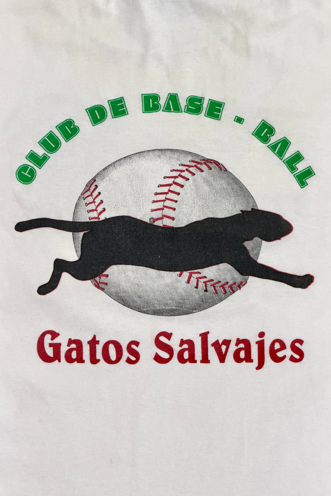 1990’S GATOS SALVAJES CLUB DE BASEBALL TRASHED WHITE S/S T-SHIRT X-LARGE