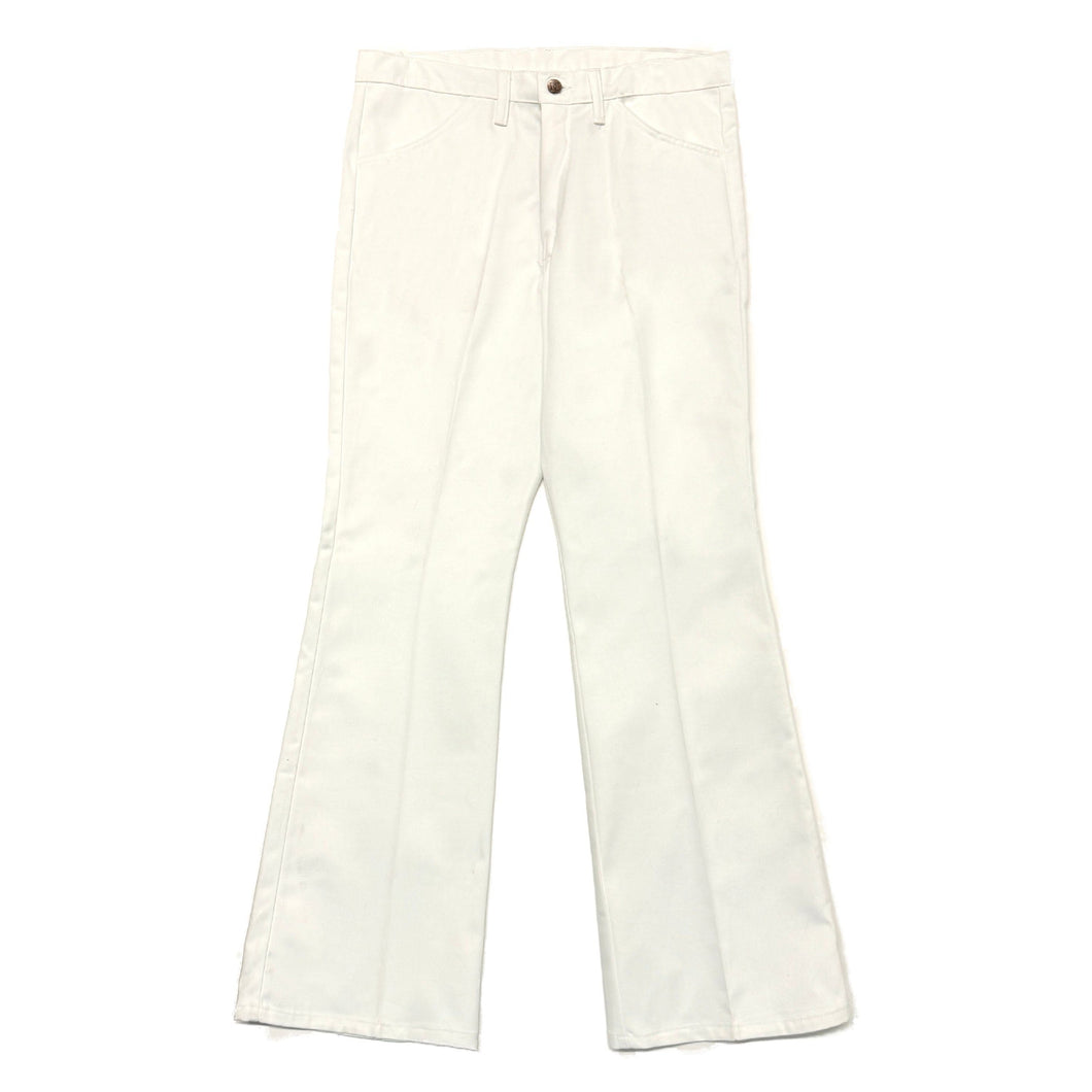 1970’S DEADSTOCK DEE CEE MADE IN USA WHITE TWILL WORKWEAR FLARED LEG PANTS 38 X 30