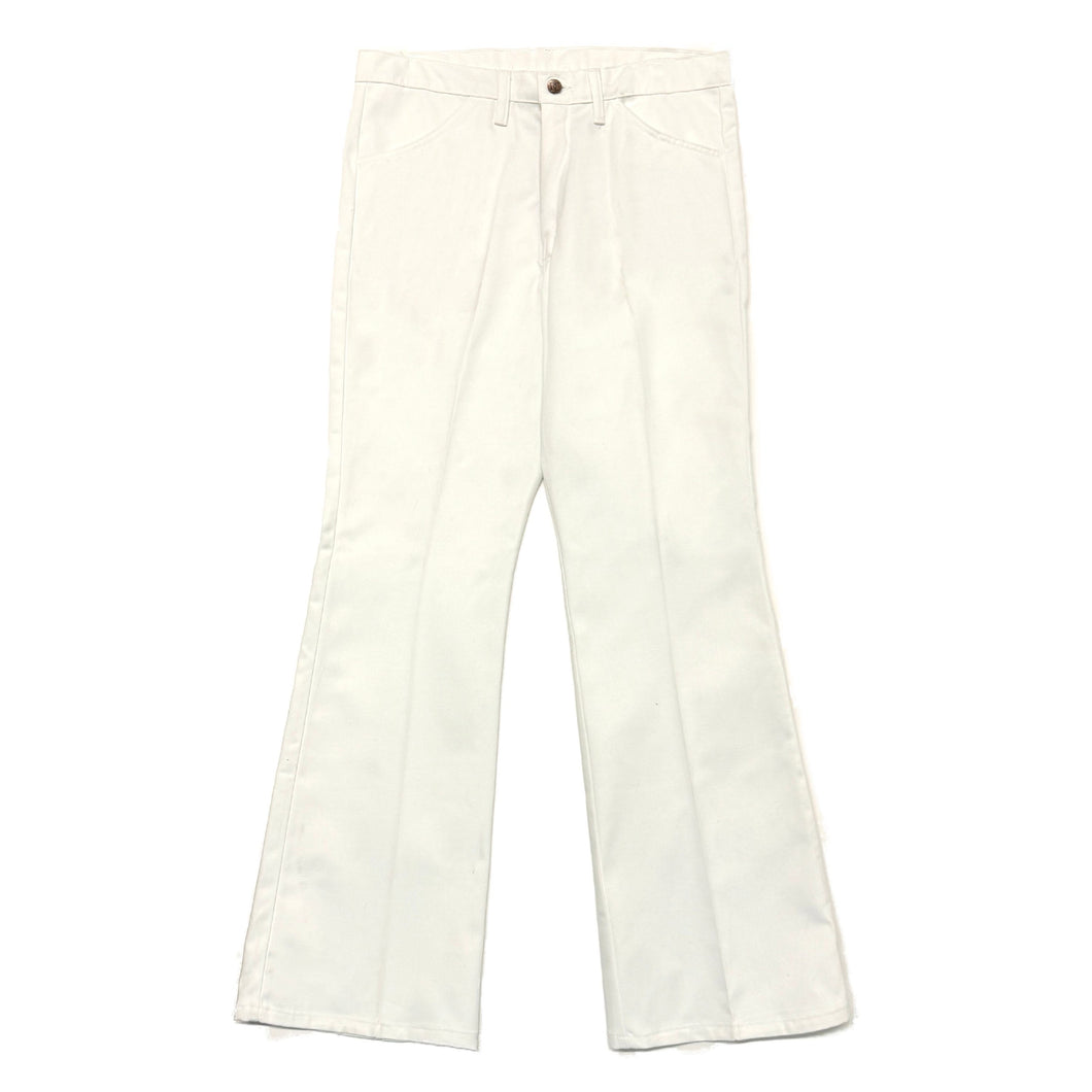1970’S DEADSTOCK DEE CEE MADE IN USA WHITE TWILL WORKWEAR FLARED LEG PANTS 31 X 36