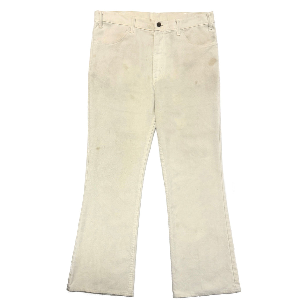 1970’S LEVI’S 517 STAPREST WHITE MADE IN USA BOOTCUT PANTS 34 X 28