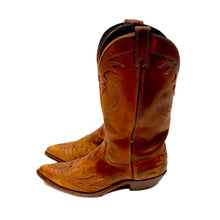 Load image into Gallery viewer, 1980’S CODE WEST BY DAN POST MADE IN USA WESTERN CUT OUT PANEL LEATHER COWBOY BOOTS 9.5
