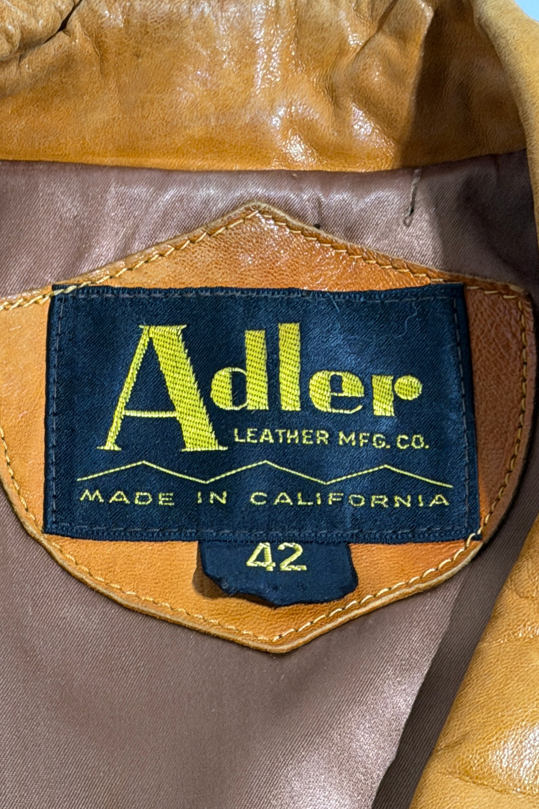 1960’S ADLER CALIFORNIA MADE IN USA CROPPED COGNAC LAMB LEATHER JACKET LARGE