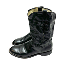 Cargar imagen en el visor de la galería, 1970’S BLACK MADE IN USA LEATHER RANCHER COWBOY BOOTS 11.5
