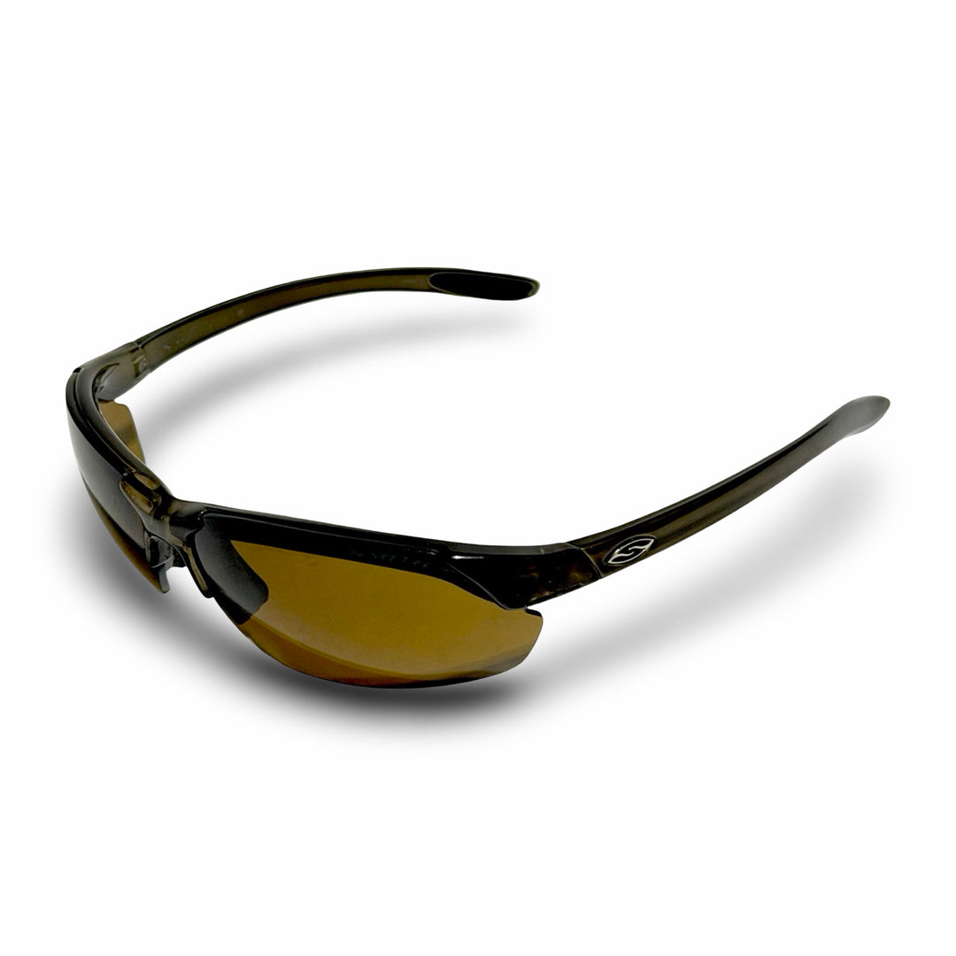 2000’S SMITH MADE IN FRANCE PARALLEL MAX POLARIZED BROWN TRANSLUCENT FRAME & LENS WRAPAROUND SUNGLASSES
