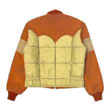 Load image into Gallery viewer, 1970’S K BRAND MADE IN USA CROPPED WESTERN QUILTED GOOSE DOWN BOMBER JACKET LARGE
