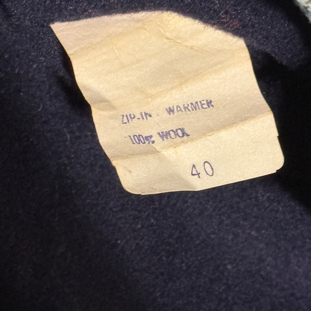 1960’S PENNEY’S MADE IN USA HOUNDSTOOTH WOOL LINED PEACOAT JACKET LARGE