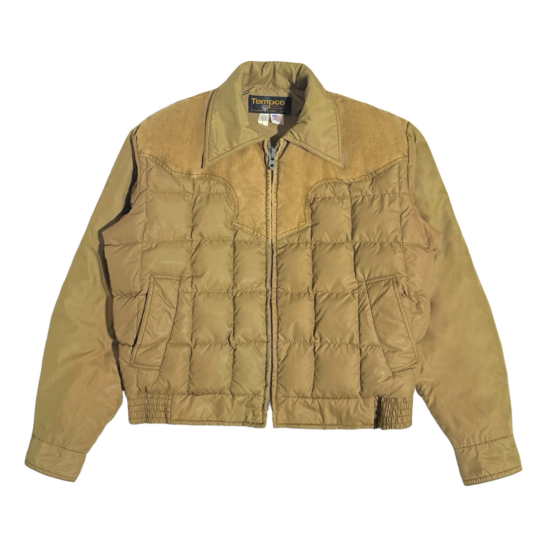 1970’S TEMPCO MADE IN USA CROPPED WESTERN YOKE QUILTED GOOSE DOWN JACKET LARGE