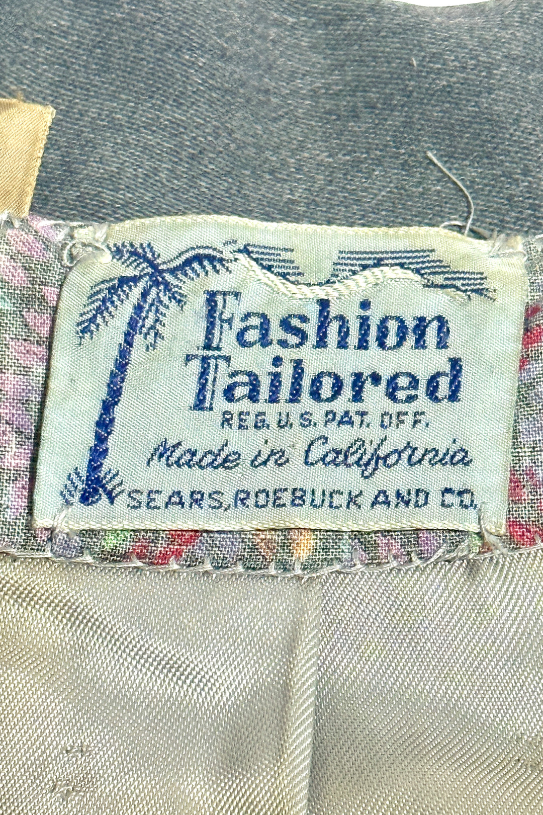 1940’S SEARS ROEBUCK AND CO MADE IN USA CROPPED SALTILLO BLANKET STRIPED TWO POCKET WOOL GABARDINE ZIP JACKET MEDIUM