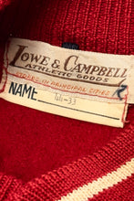 Load image into Gallery viewer, 1950’S LOWE &amp; CAMPBELL ATHLETIC GOODS MADE IN USA CROPPED WOOL LEATHER SLEEVED VARSITY JACKET LARGE
