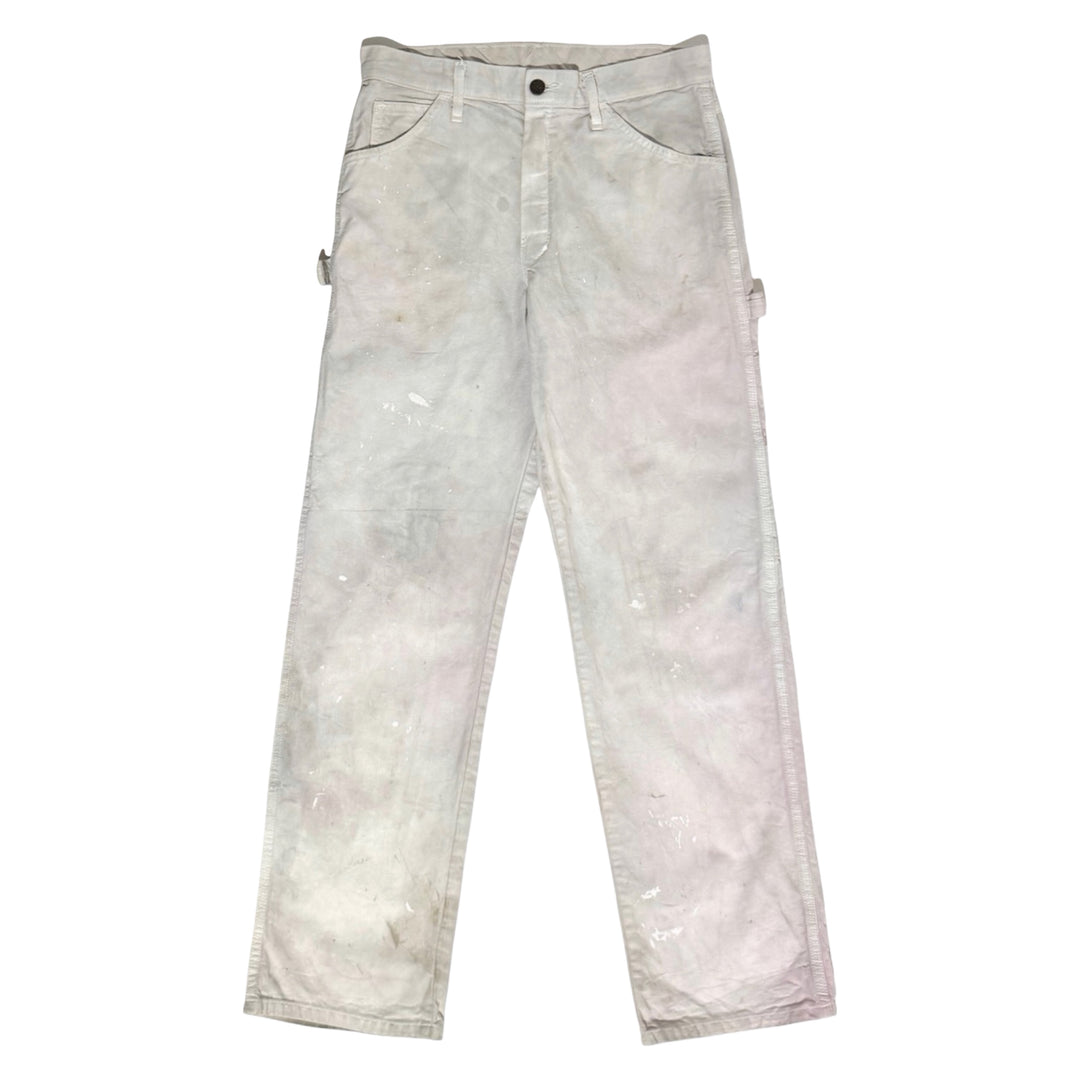 2000’S DICKIES THRASHED &amp; FADED OFF WHITE PAINTER CARPENTER PANTS 30 X 32