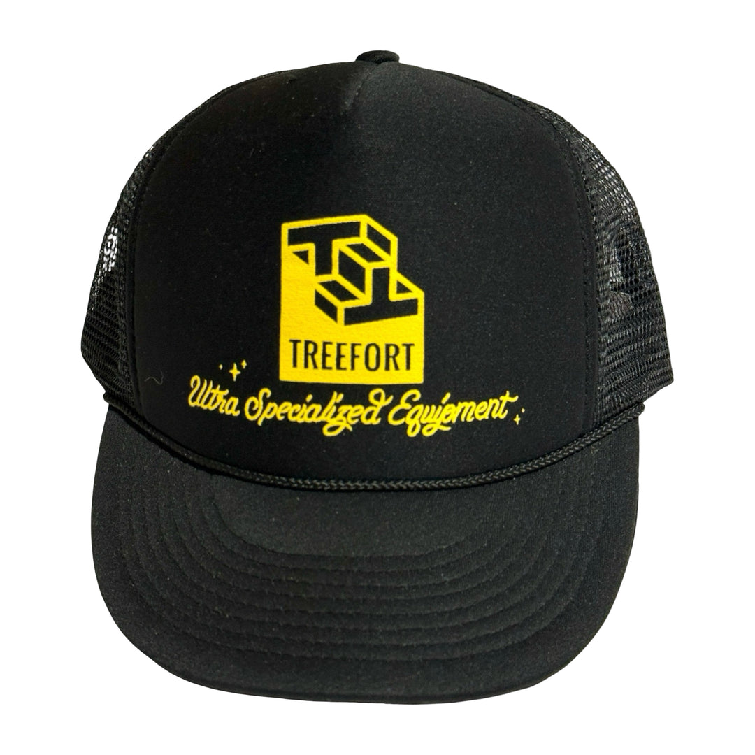 1990’S TREEFORT CONSTRUCTION EQUIPMENT BLACK FOAM & MESH TRUCKER HAT