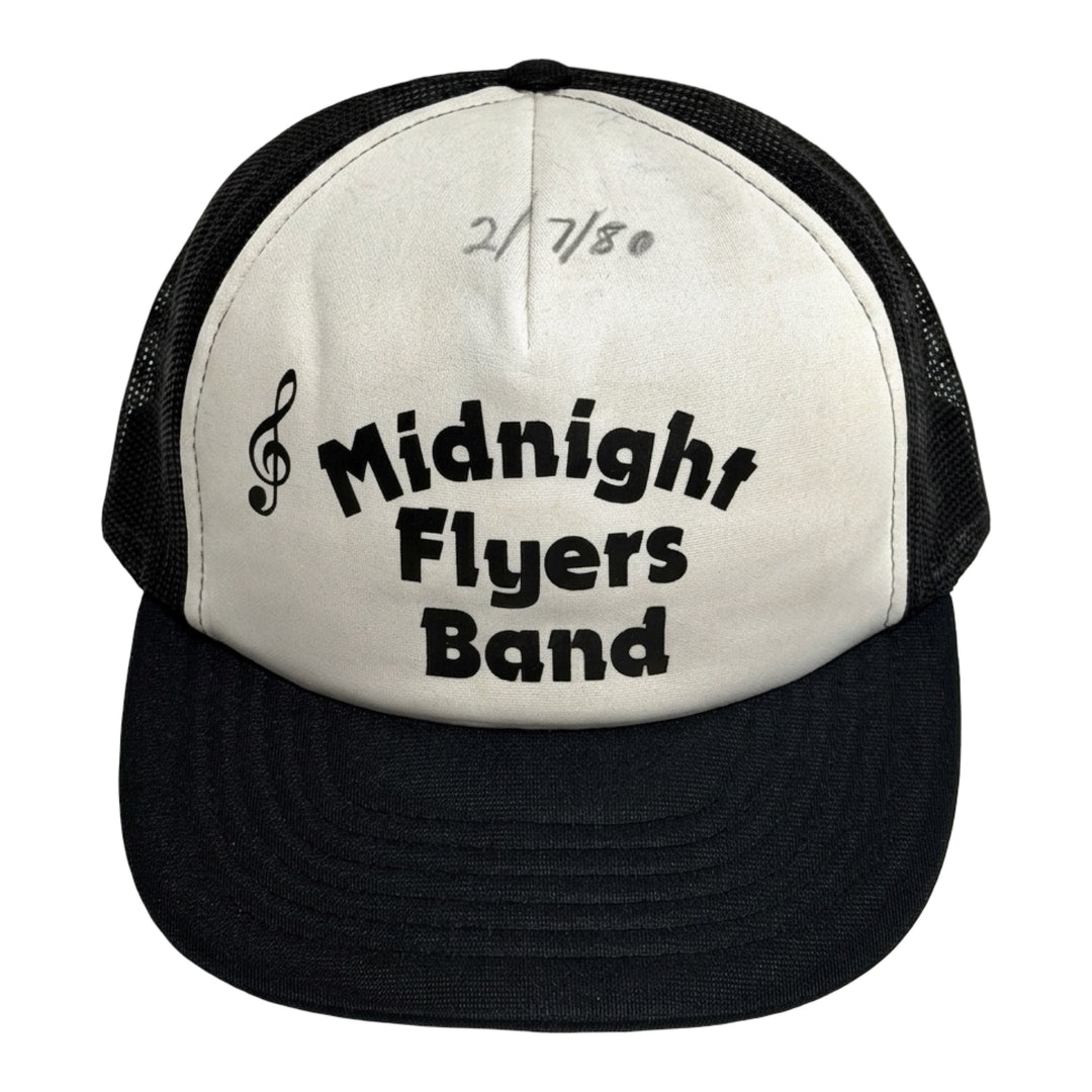 1980’S MIDNIGHT FLYERS BAND WHITE FOAM & MESH TRUCKER HAT