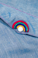 Load image into Gallery viewer, 1970’S BIG MAC MADE IN USA EMBROIDERED WESTERN CHAMBRAY DENIM PEARL SNAP L/S B.D. SHIRT LARGE
