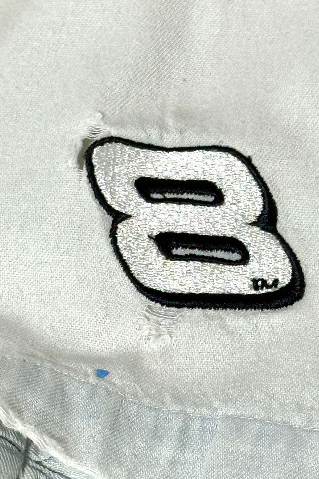 1990’S DALE EARNHARDT JR MADE IN USA THRASHED & REPAIRED DENIM S/S B.D. SHIRT X-LARGE