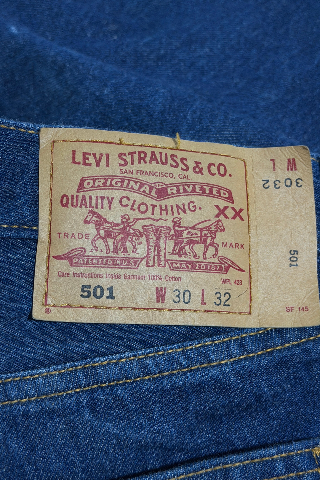 1990’S LEVI’S 501 DARK WASH RAW DENIM STRAIGHT LEG JEANS 30 X 30