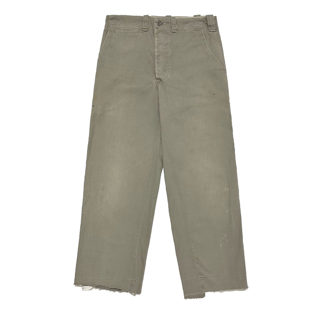 1960’S MCNAIRS TEXAS THRASHED COTTON WORKWEAR GREY CHINOS 30 X 28
