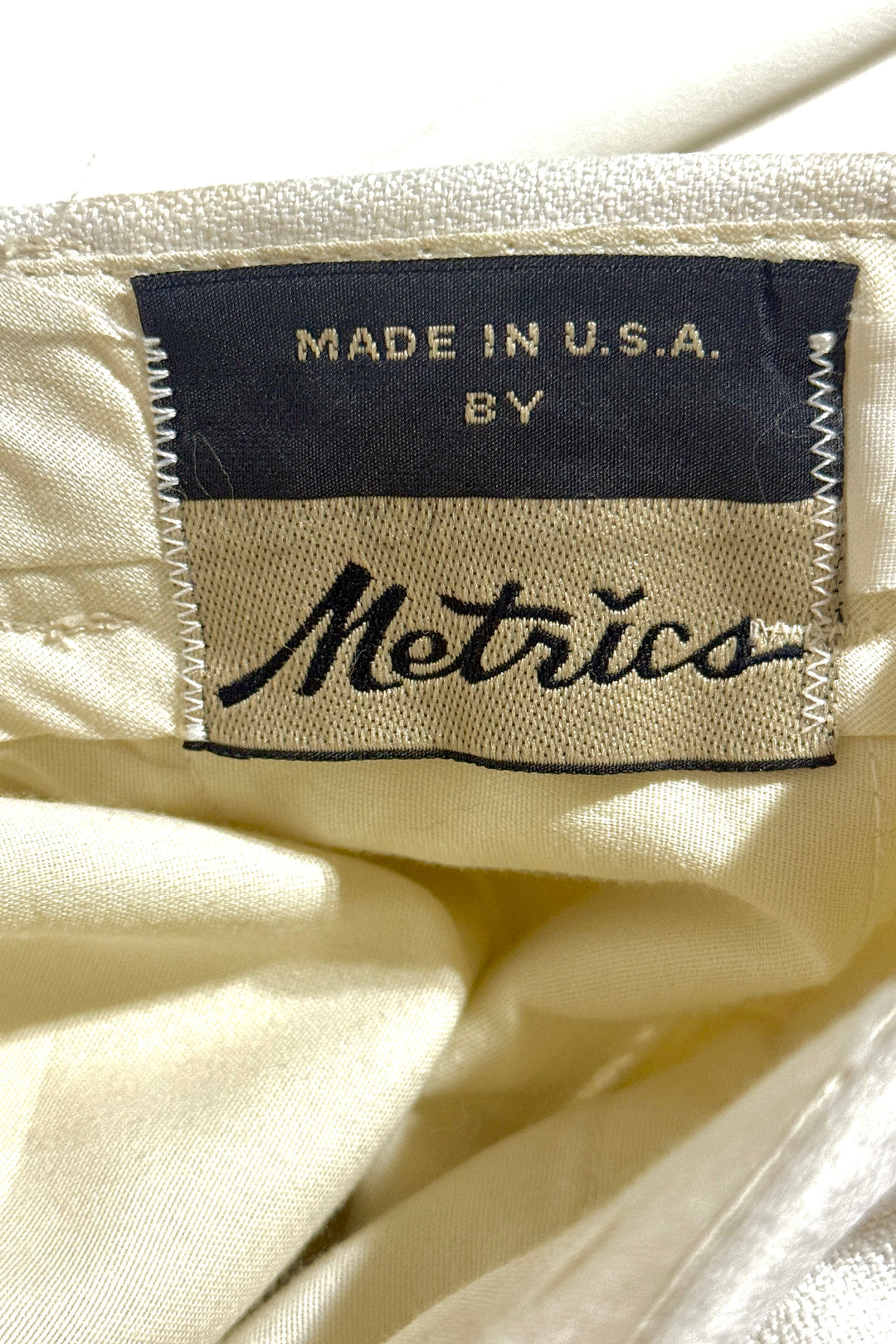 1970’S METRICS UNION MADE IN USA IVORY CREPE WOVEN HIGH WAISTED PLEATED WIDE LEG TROUSER DISCO PANTS 34 X 30