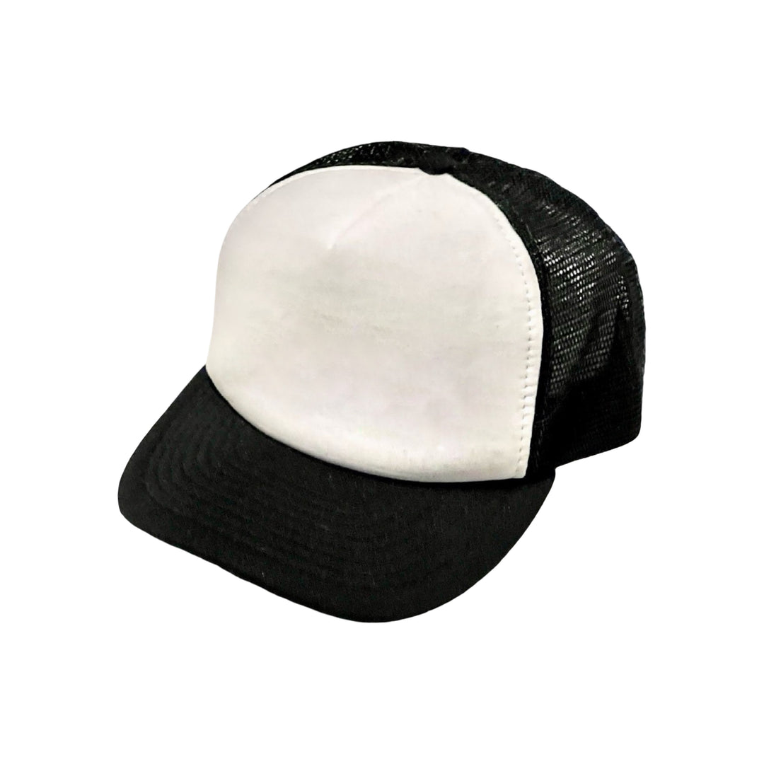 1970’S DEADSTOCK NEW ERA MADE IN USA FOAM &amp; MESH WHITE / BLACK TRUCKER HAT
