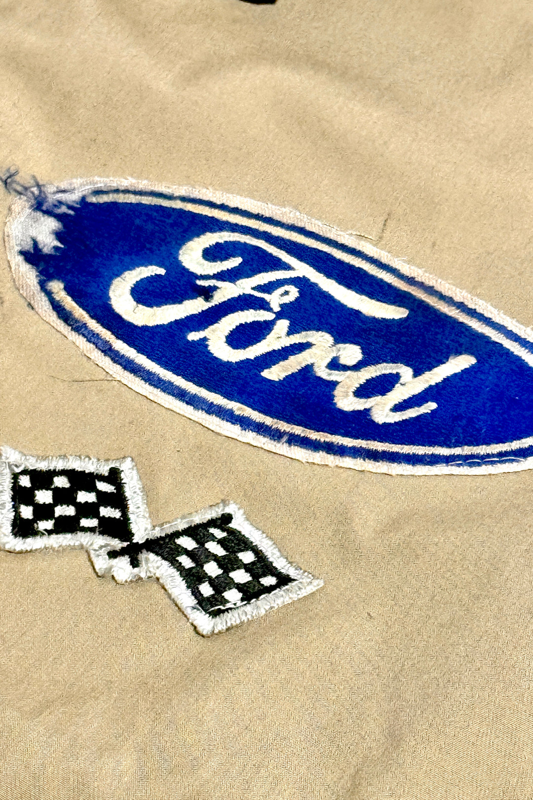 1970’S MASK MADE IN USA CROPPED LEOPARD PRINT COLLAR FORD RACING JACKET LARGE