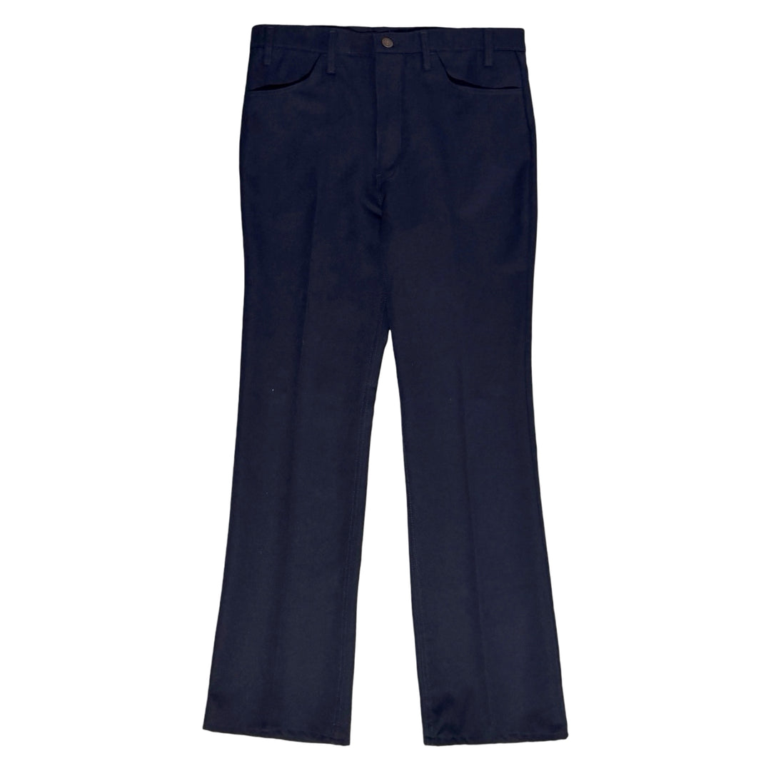 1970’S DEADSTOCK LEVI’S 517 STAPREST MADE IN USA DARK NAVY WESTERN BOOTCUT PANTS 36 X 34