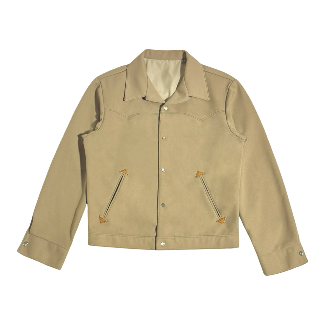 1970’S FARAH MADE IN USA CROPPED LEATHER ACCENTED PEARL SNAP WESTERN JACKET LARGE