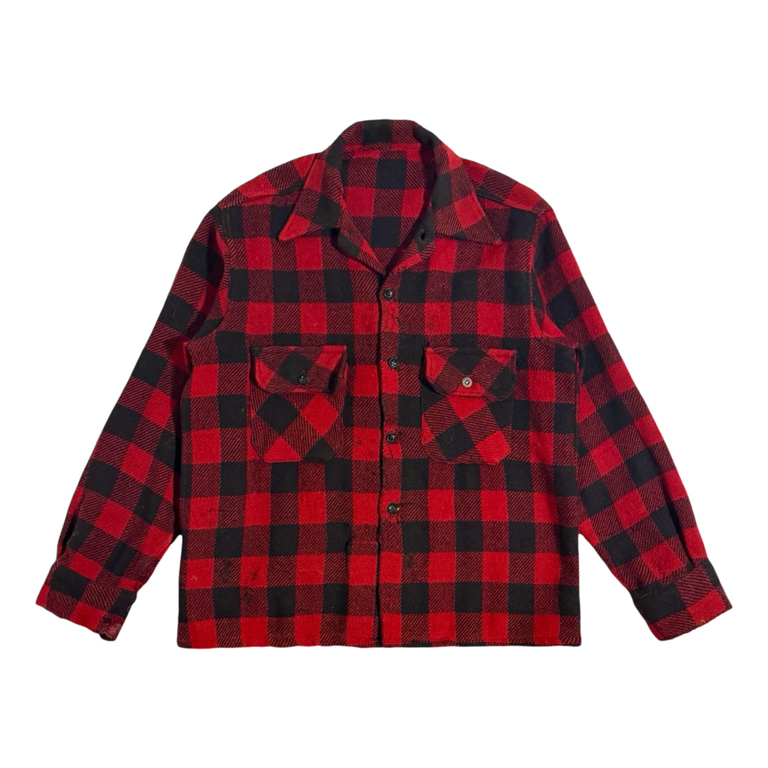 Buffalo plaid wool shirt front
