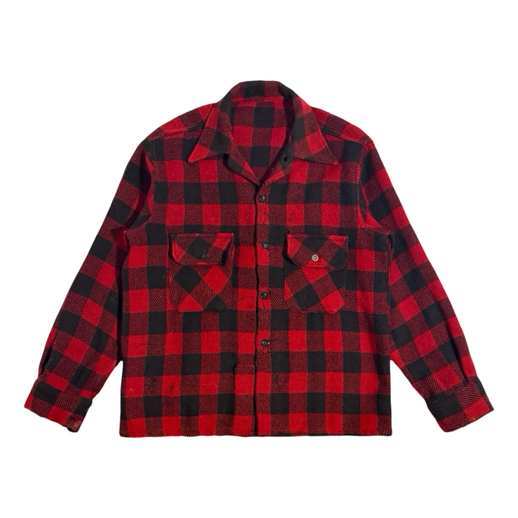 Buffalo plaid wool shirt front