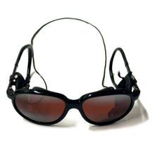Load image into Gallery viewer, 1970’S ISLAND OPTICS MADE IN ITALY LEATHER BOUND BLACK ACETATE SUNGLASSES
